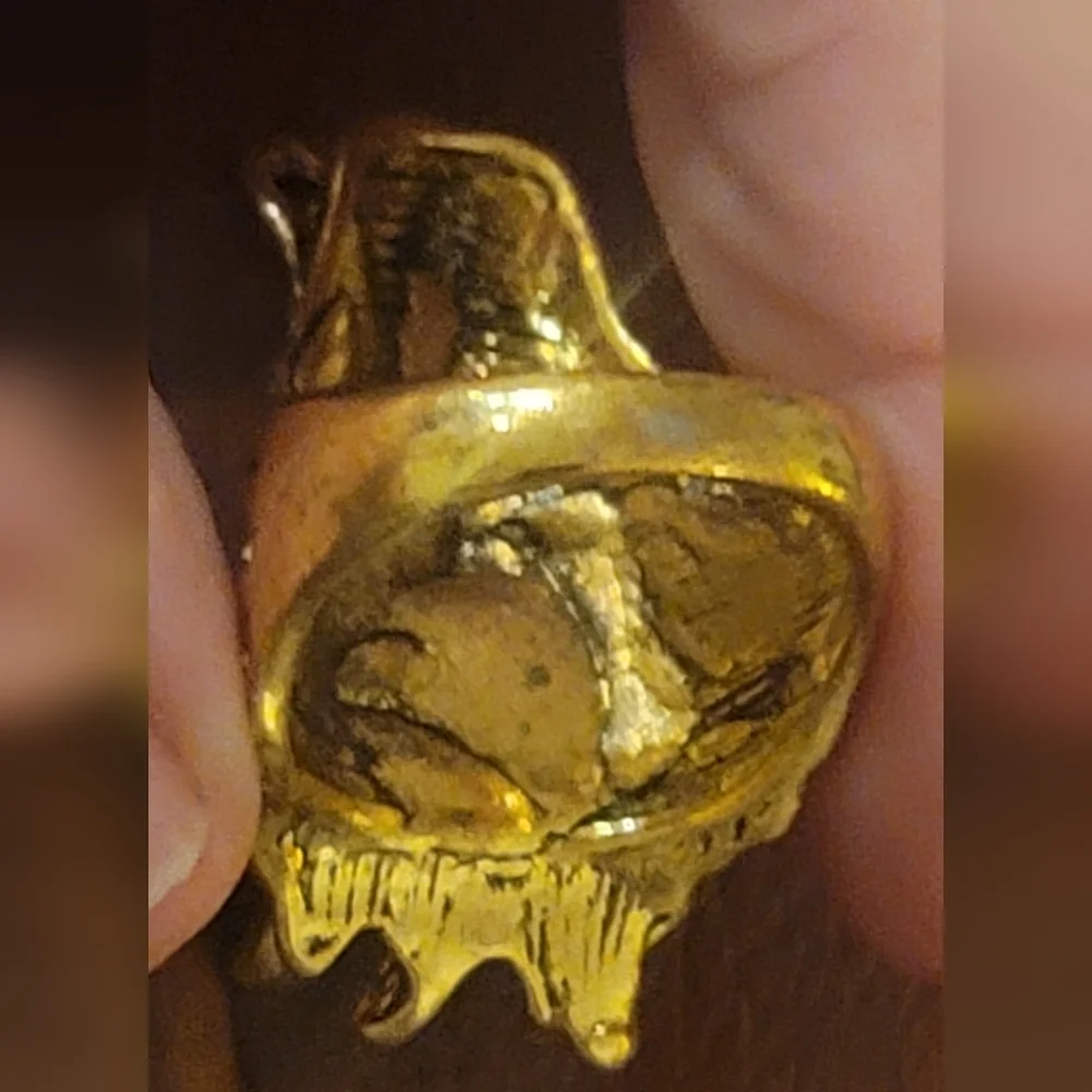 Gold Dragon Ring with Red Gemstone sz 10 unisex gothic viking gift
